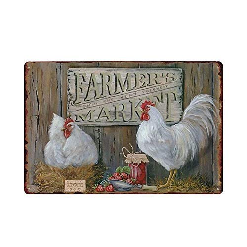 Jessgirl Jolie plaque en métal vintage avec motif de poules et ferme pour Pâques, fête des mères, meilleur cadeau amis, café, bar, pub, chambre à coucher, décoration 20,3 x 30,5 cm, Multicolore