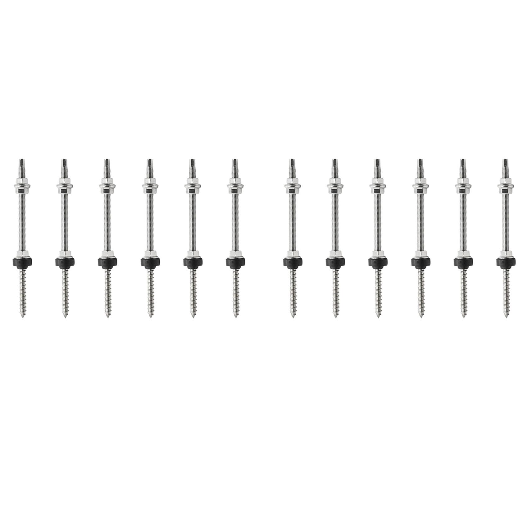 Jnchdghwa Silver 20Cm Solar Hanger Bolts Solar Panel Roof Mounting Screws M10 Solar Pv Panel Mounting Bracket For Fixing Solar Panel 12Pc