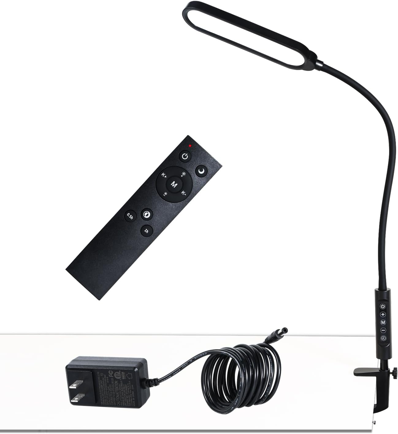 Clamp Lamp, Ultra Bright Clip on Light, CRI>95,18W, 3000 LMS, 3 Color Modes, Soft Touch Control with Timer, Eye-Caring Task Lamp with Remote for Reading, Home, Office (Adapter Included)