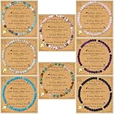 Giovanchi 8PCS Cross Bracelets for Women Christian Gifts - Easter Baptism Birthday Gifts - 4mm Beaded Cross Bracelet Natural Stone Bracelets Christian Jewelry