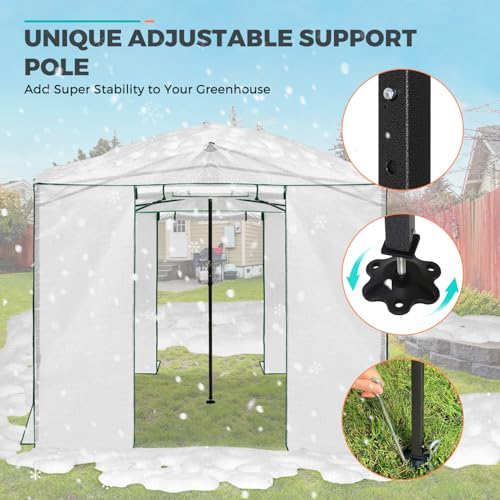 Image of EAGLE PEAK 12x8 Easy Setup Pop Up Greenhouse, Support Pole, Clear /White