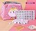 HenMerry Chinese Mahjong Set 144 Tiles Mahjong Accessories Handbag Tablecloth Chinese Classic Tile Mini Mahjong Travel Set 24MM Pink