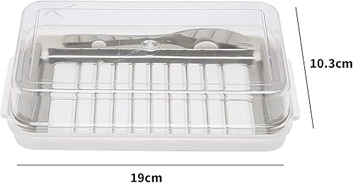 Miniatura 2 de Caja cortadora de mantequilla de acero inoxidable, recipiente para mantequilla con cubierta transparente, suministros de cocina (caja de corte de