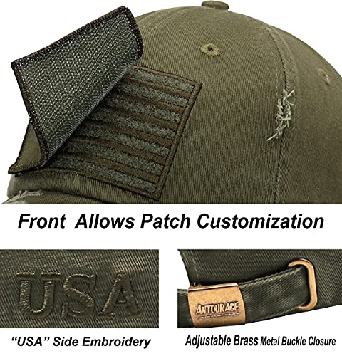 Image of Antourage American Flag Unisex Baseball Hat for Men and Women | USA Flag Mesh Snapback Flat Visor Cap + 2 Patriotic Patches