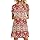 PLOKNRD Robe D'été Femme Manches Pétales T Shirt Robe A-Line Casual Robe col Rond Décontractée Chic et Elegant Robes(Fleurs Rouges Boho,2XL