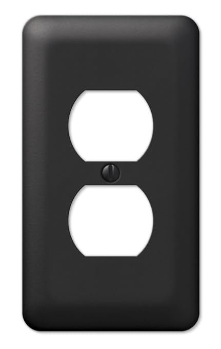 Amerelle 935DBK Colours Steel Wallplate with 1 Duplex Outlet, Black