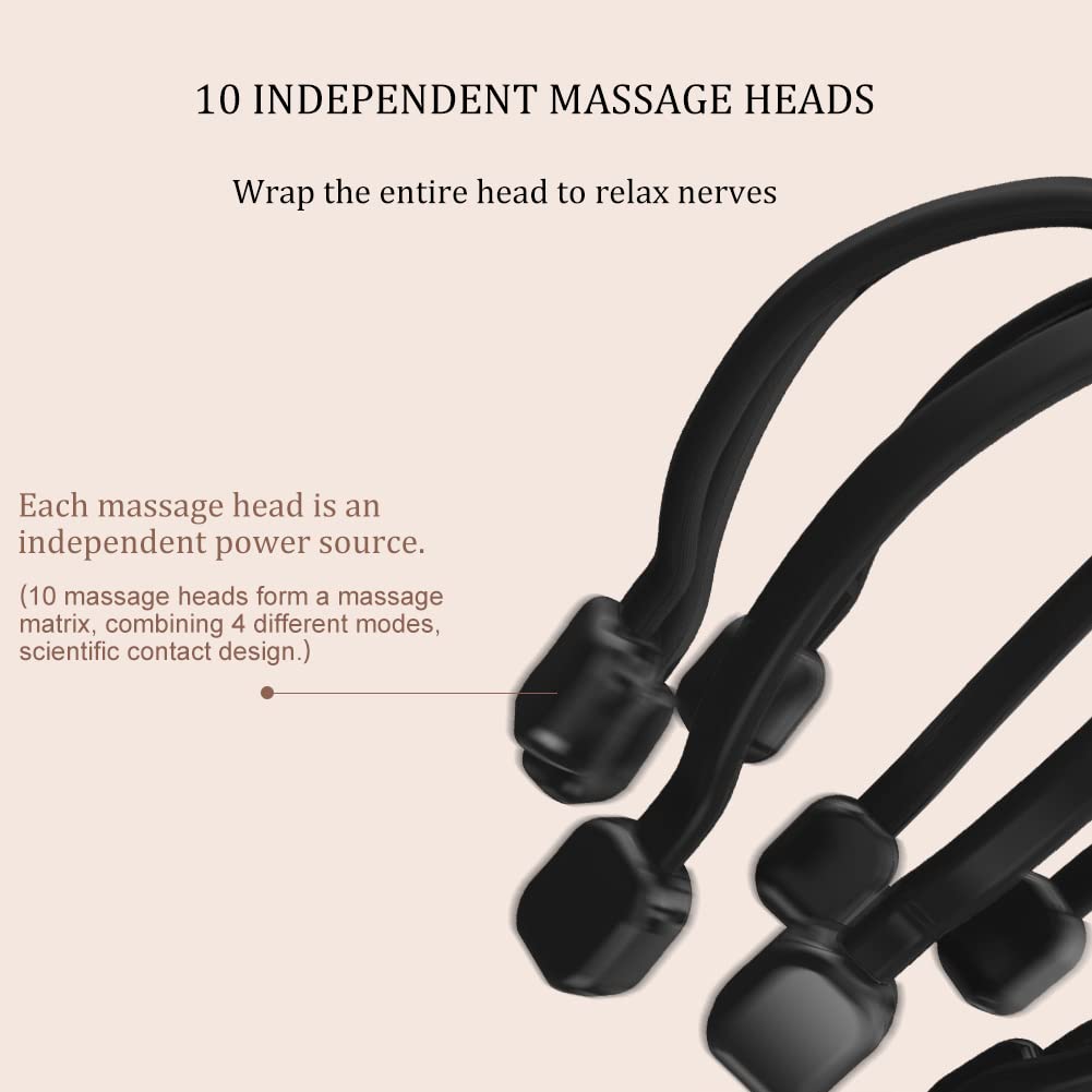Massaggiatore per la testa Massaggiatore elettrico del cuoio capelluto con 10 contatti vibranti, 4 modalità, musica Bluetooth, massaggiatore per la testa di polpo Scalp Stress Relax