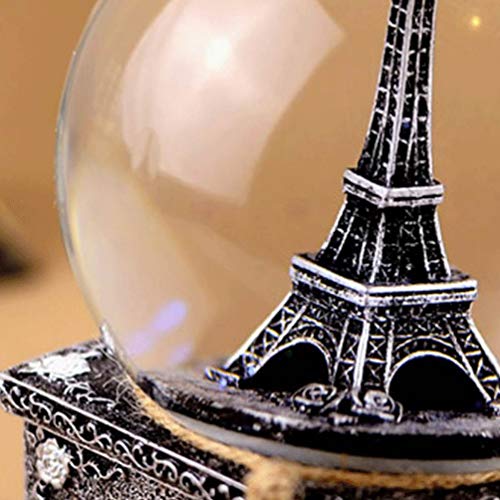 PIXNOR Torre Eiffel Globo de Neve Música Retro Caixa de Cristal Com Decoração de Ornamento de Estatu