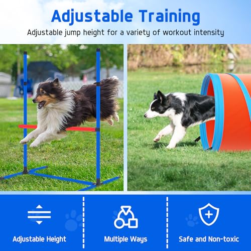 Dog-Agility-Course-Backyard-Set-Dog-Agility-Equipment-Obstacle-Course-Backyard-Includes-Adjustable-High-Hurdle6-Weave-PolesExtended-TunnelJump-RingSquare-Pause-Box2-BallsWhistle2-Carrying-Bags Dog Agility Course Backyard Set Dog Agility Equipment Obstacle Course Backyard Includes Adjustable High Hurdle6 Weave PolesExtended TunnelJump RingSquare Pause Box2 BallsWhistle2 Carrying Bags