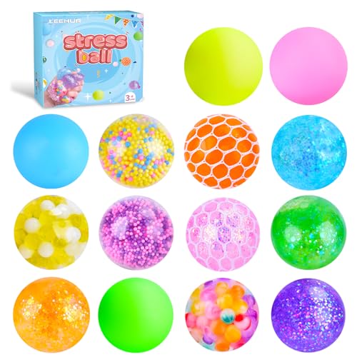 Bolas anti-stress 14 peças bola anti-stress brinquedos sensoriais, brinquedos anti-stress Squeeze para aliviar a ansiedade para crianças e adultos, presentes de aniversário, festa de presentes, prémio