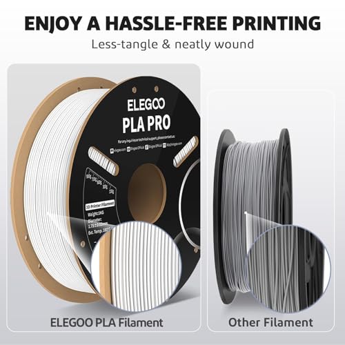 Image of ELEGOO PLA PRO Filament 1.75mm Black 2KG, 30-250mm /s Printing Speed Improved Rigidity 3D Printer Filament Dimensional Accuracy + /- 0.02mm, 2pcs 1kg Spool (2.2lbs)