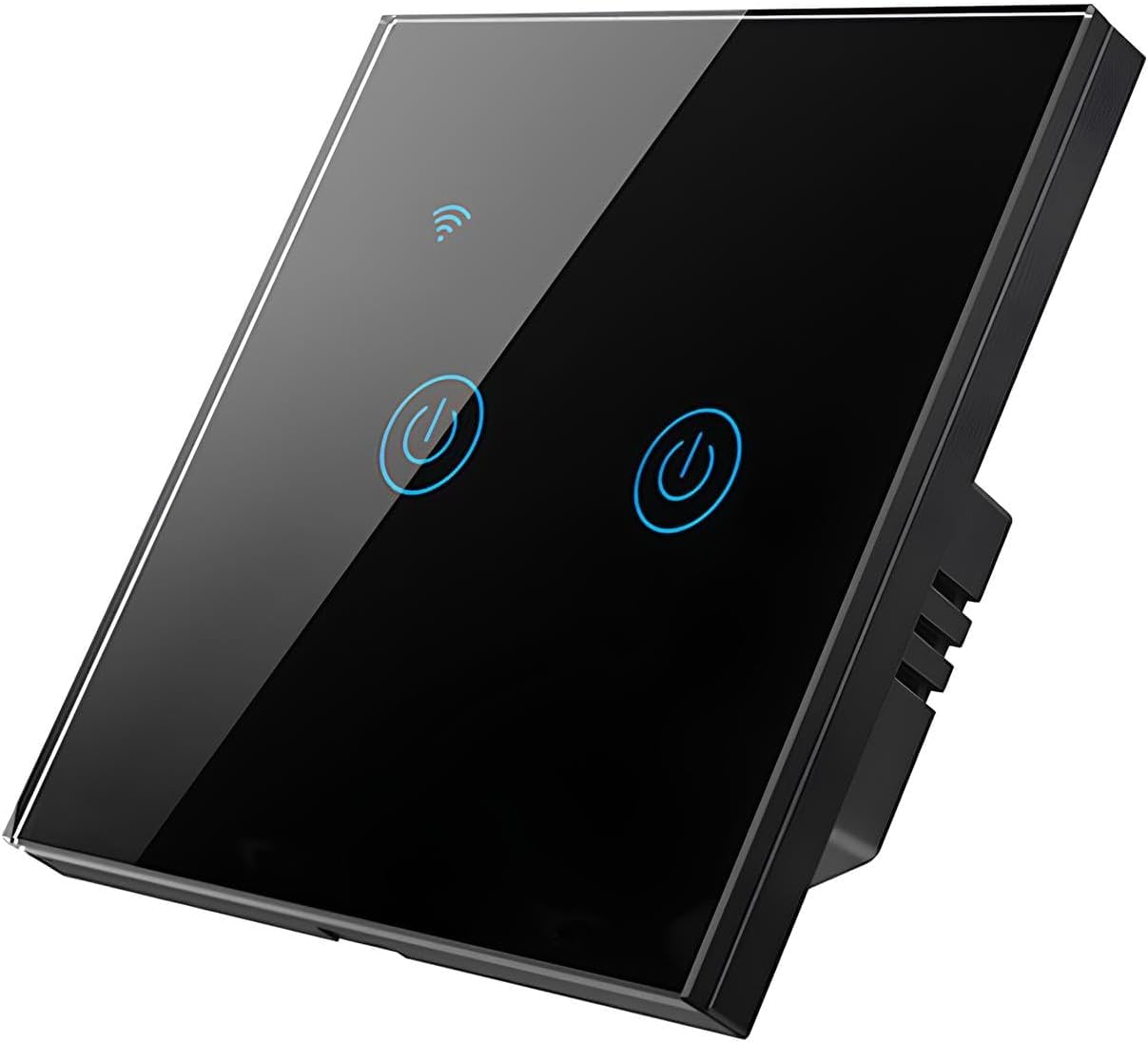 HugewthWiFi Smart Wall Light Switch, No Neutral Wire Required, No Hub Required, Compatible with Alexa and Google Home, APP Remote Control, Timing Function, Voice Control (Black, 2Gang)