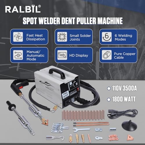 Stud Welder Dent Repair Machine 220V, 1800W Car Body Welder with 6 Welding Modes, 3500A Vehicle Body Repair Dent Removal Tools Machine Bonnet Door Repair Tool Kit