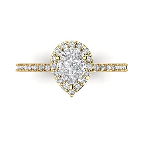 Clara Pucci 1.32 Brilliant Pear Cut Solitaire W/Accent Stunning real