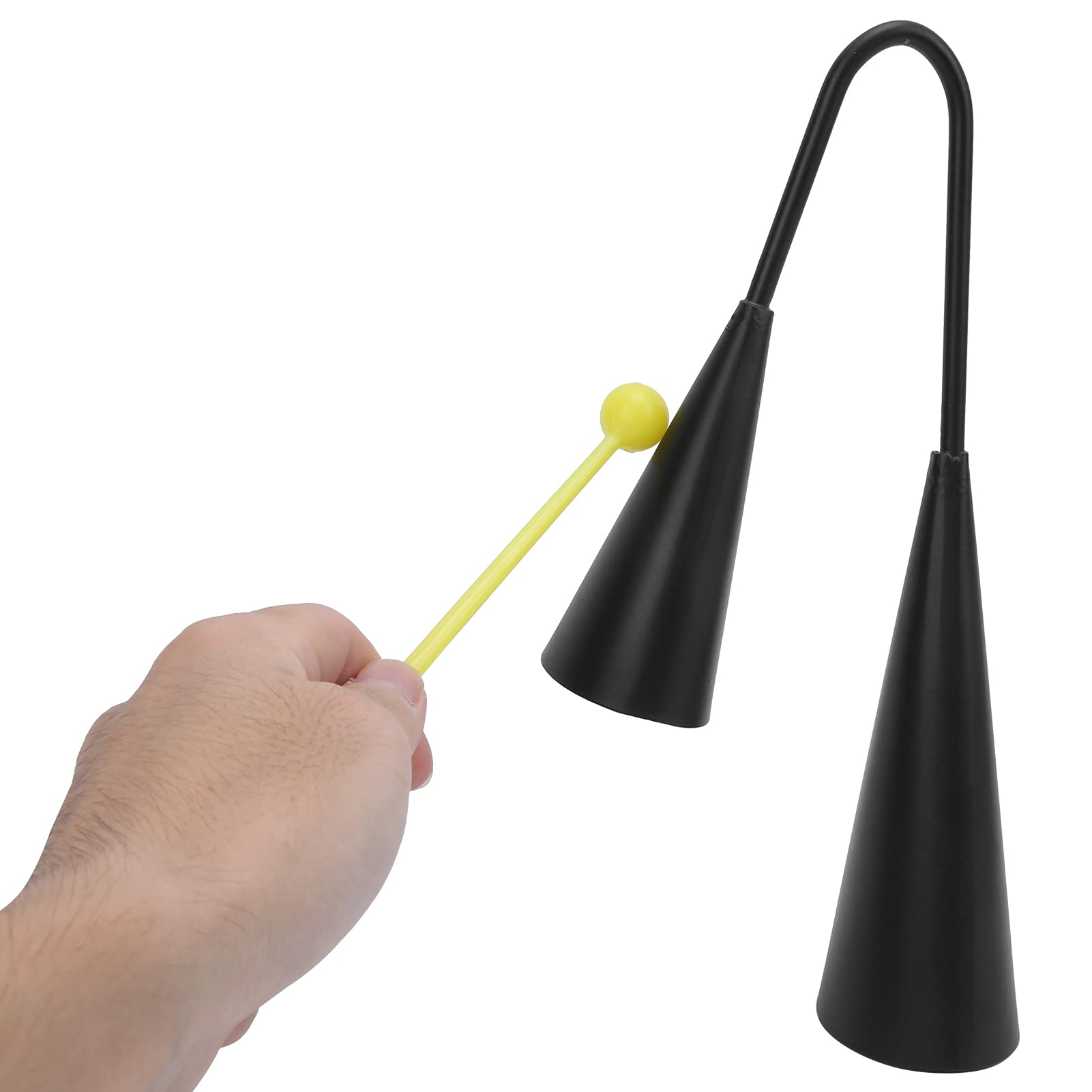 Agogo Bell Metal Double, Design Binaurale Strumento a Percussione con Bastone di Legno, Suono Chiaro, Ferro di Alta Qualità, Artigianato Squisito, Ampiamente Applicabile per Samba e Musica Popolare