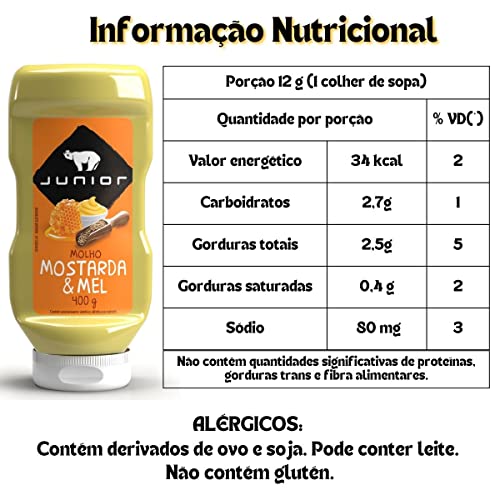 MOLHO MOSTARDA E MEL JUNIOR FRASCO 400G