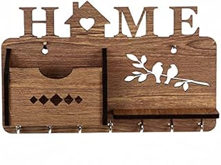 Sehaz Artworks Key Holder for Wall Decorative | Key Hooks for Wall Mounted Key Storage | Key Rack | Key Hangers | Wall Key Holders for Home ( 7 Hooks, Brown)