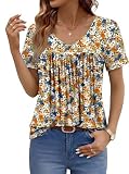 ZOLUCKY Camicetta da donna a maniche corte, stile boho, alla moda, vestibilità ampia, estiva, tunica top da donna S-3XL, 0v Collo Multicolore, M
