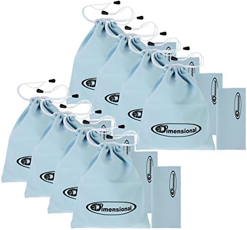 eDimensional 8 Pack eD 3D Glasses Storage Bag Sky Blue Case Compatible with Samsung 3D Glasses and All Other Active 3-D Glasses with Non Foldable Arms - Includes Microfiber Cleaning Cloth!