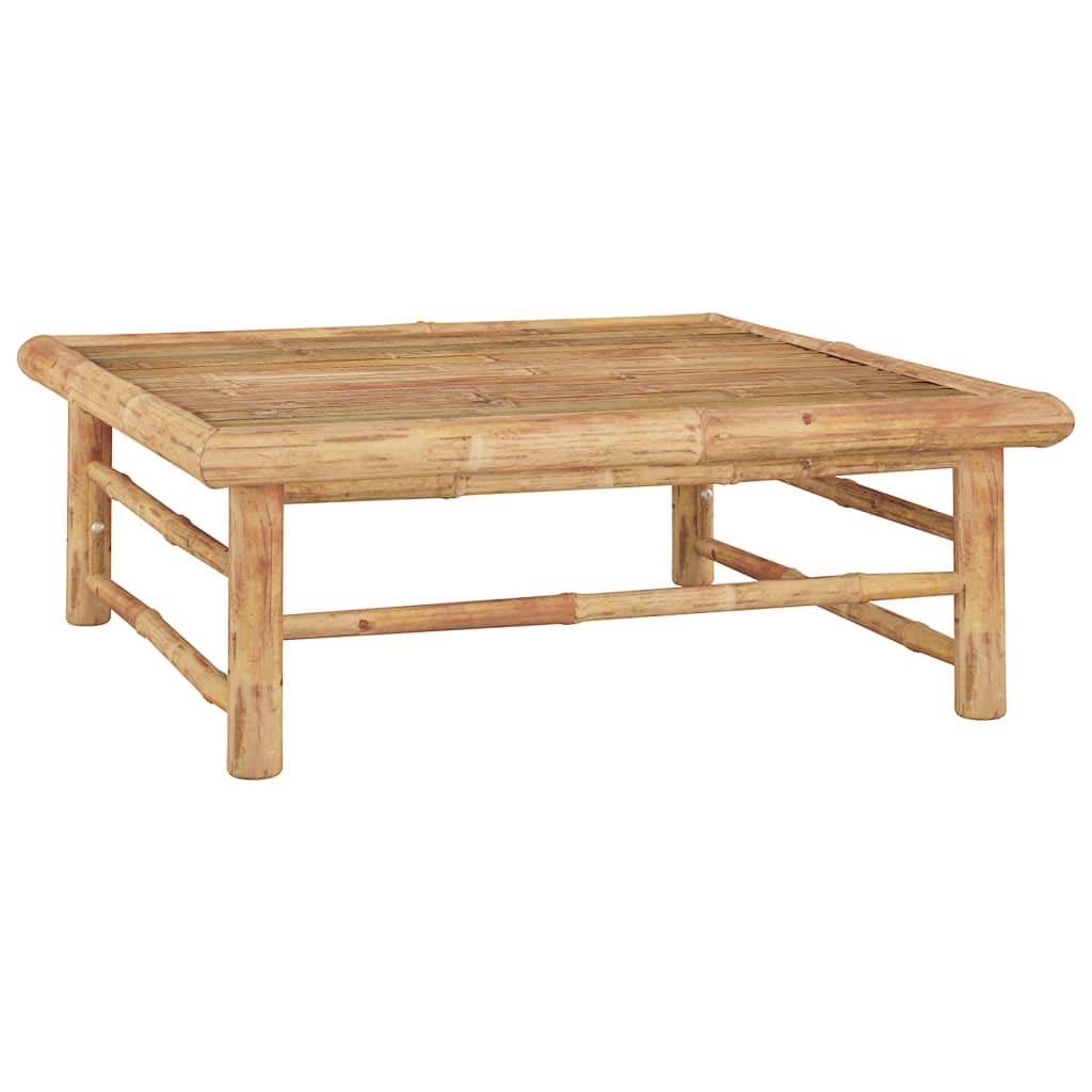 vidaXL Set de Muebles de Jardín 5 Piezas Mobiliario Exterior Terraza Hogar Cocina Mesa Silla Asiento Suave con Respaldo Bambú y Cojines Blanco Crema