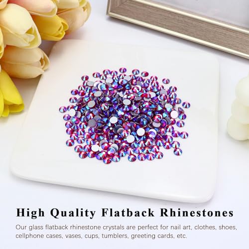Image of 1440PCS SS12 Crystal Glass Flatback Rhinestones, Round Flat Back Crystal Gems for Nail Art and Craft Clothes, Glue Fix Diamond Stones LT.Siam /Light Red AB (2.9-3.0mm)