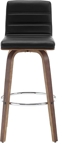 Miniatura 7 de Taburetes de bar de 29 pulgadas de altura, taburetes de bar giratorios con respaldo, taburete de bar tapizado de piel sintética, respaldo en forma