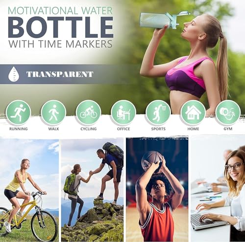 Image of AGIL 2 L Capacity Belt Straw Transparent Motivational Water Bottles|Time Marker Leak Proof&Break-Proof|Best Usage For Office /School /Gym /Travel |Bpa-Free Fitness Sports Bottle (BLACK)