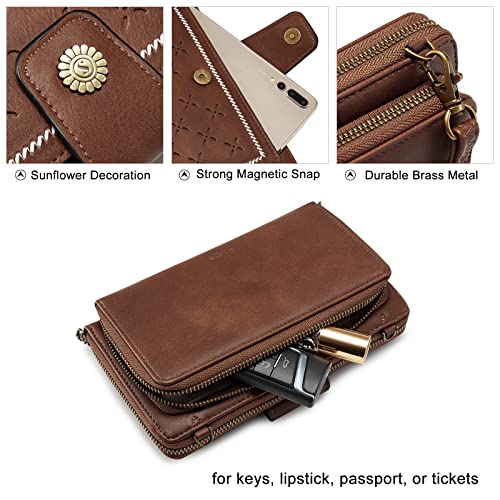 Image of S-ZONE Crossbody Cell Phone Purse Wristlet Wallets for Women RFID Blocking Phone Wallet with 2 Straps