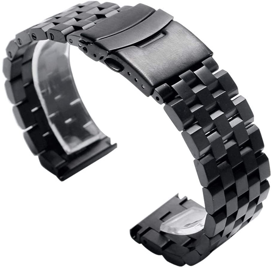 Bracelet de montre 22mm noir en acier pour sublimer votre style au bureau