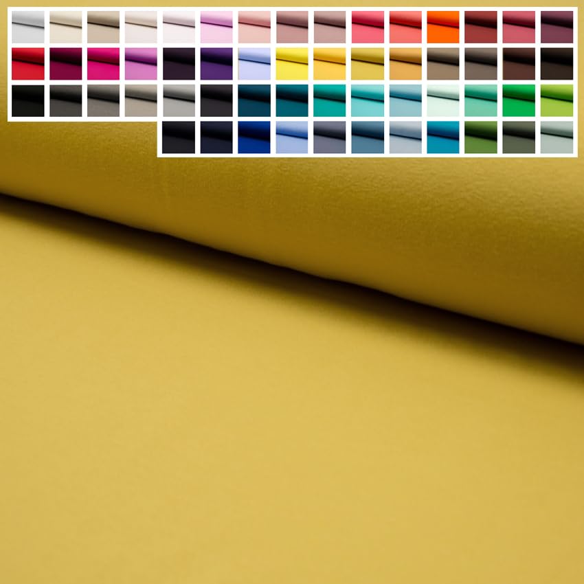 Premium Jersey Uni Stoff mit 150 cm Breite, Hochwertiger Baumwolljersey in Oeko-Tex 100, Meterware ab 25 cm Zuschnitt - ca. 60 Farben immer vorrätig (20. Curry)