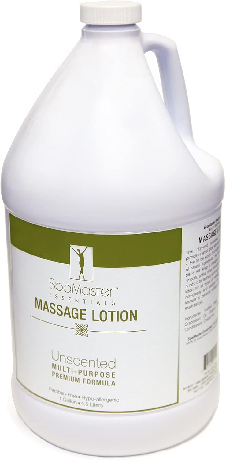 Master Massage Organic, Unscented, Vitamin-rich & Water-soluble Massage Lotion - 1 Gallon, Clear
