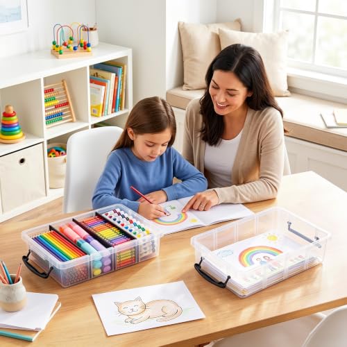 Image of Citylife 2PC Clear Craft Organizers and Storage with 3 Removable Dividers