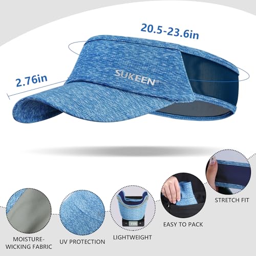 Image of Sukeen Sports Sun Visor Men Women Lightweight Portable Cooling Stretchy Visor Hat for Running, Golf, Daily Wear