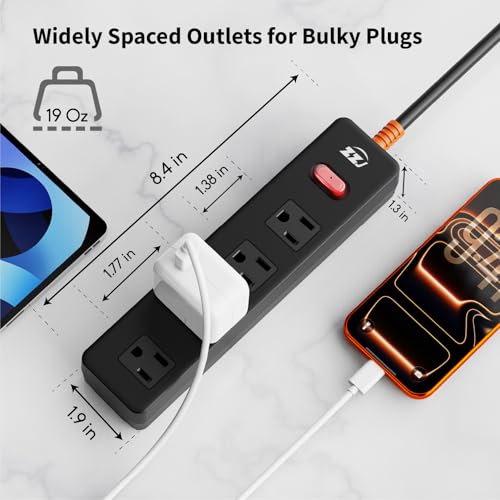 Image of Outdoor Power Strip Weatherproof, IPX6 Waterproof Surge Protector with 4 Wide Outlets, 1625W /13A Overload Protection Switch, 6FT Extension Cord, Wall Mountable for Indoor Outdoor, UL FCC Listed