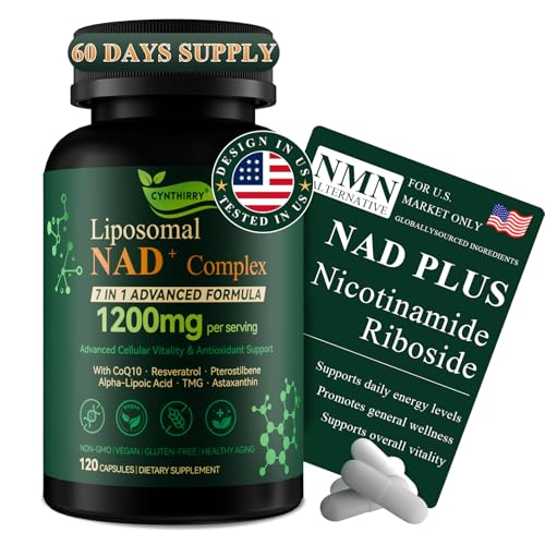 Cynthirry Liposomal NAD+ Supplement with Resveratrol CoQ10 | Advanced Cellular Support Nicotinamide Riboside NMN Replacement Premium Antioxidant & Energy