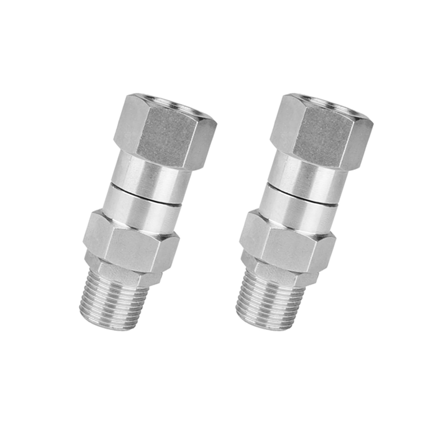 Jnchdghwa Silver 2X High Pressure Washer Swivel Joint 3/8 Inch Pressure Washer Hose Fittings 360 Degree Rotation Connector Car Washing