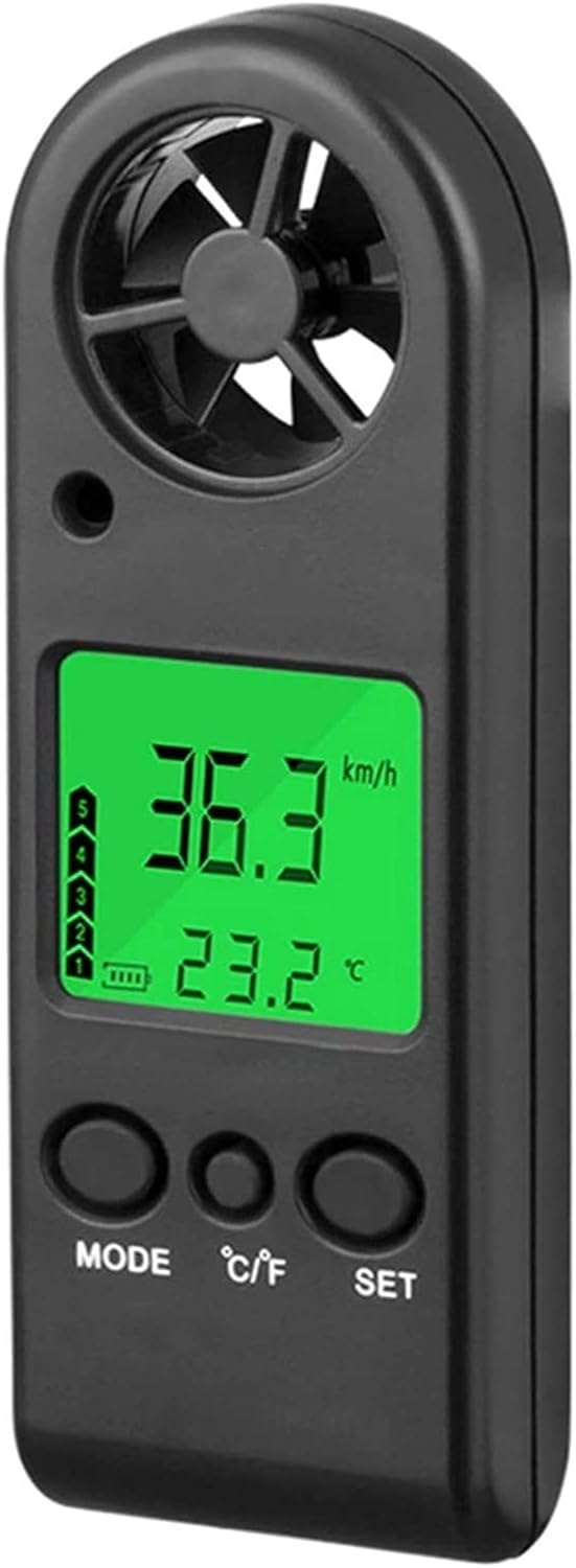 Anemometer Wind Speed Meter Gauge Air Flow Velocity Measurement with Wind Chill Indication and Backlight for Windsurfing Kite Flying