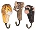 Produktbild your castle 3 Wandhaken Garderobehaken Kleiderhaken aus Holz, Afrikas Tierwelt: Elefant, Löwe und AFFE, mit Metallhaken handgearbeitet 12cm