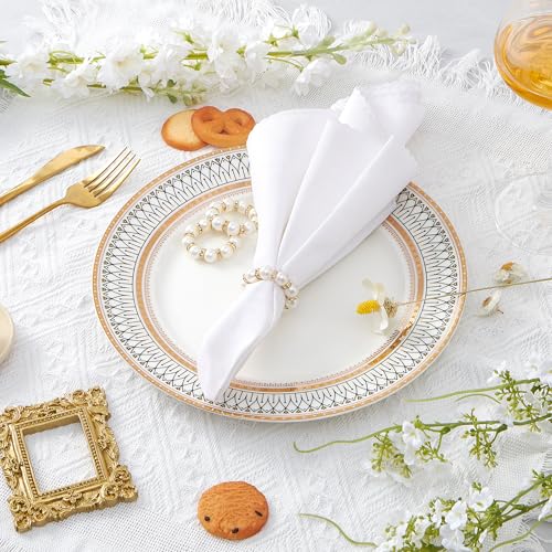 APTWOW 50Pcs Pearl Gold Napkin Rings, Disposable Wedding Table Decor - Image 4