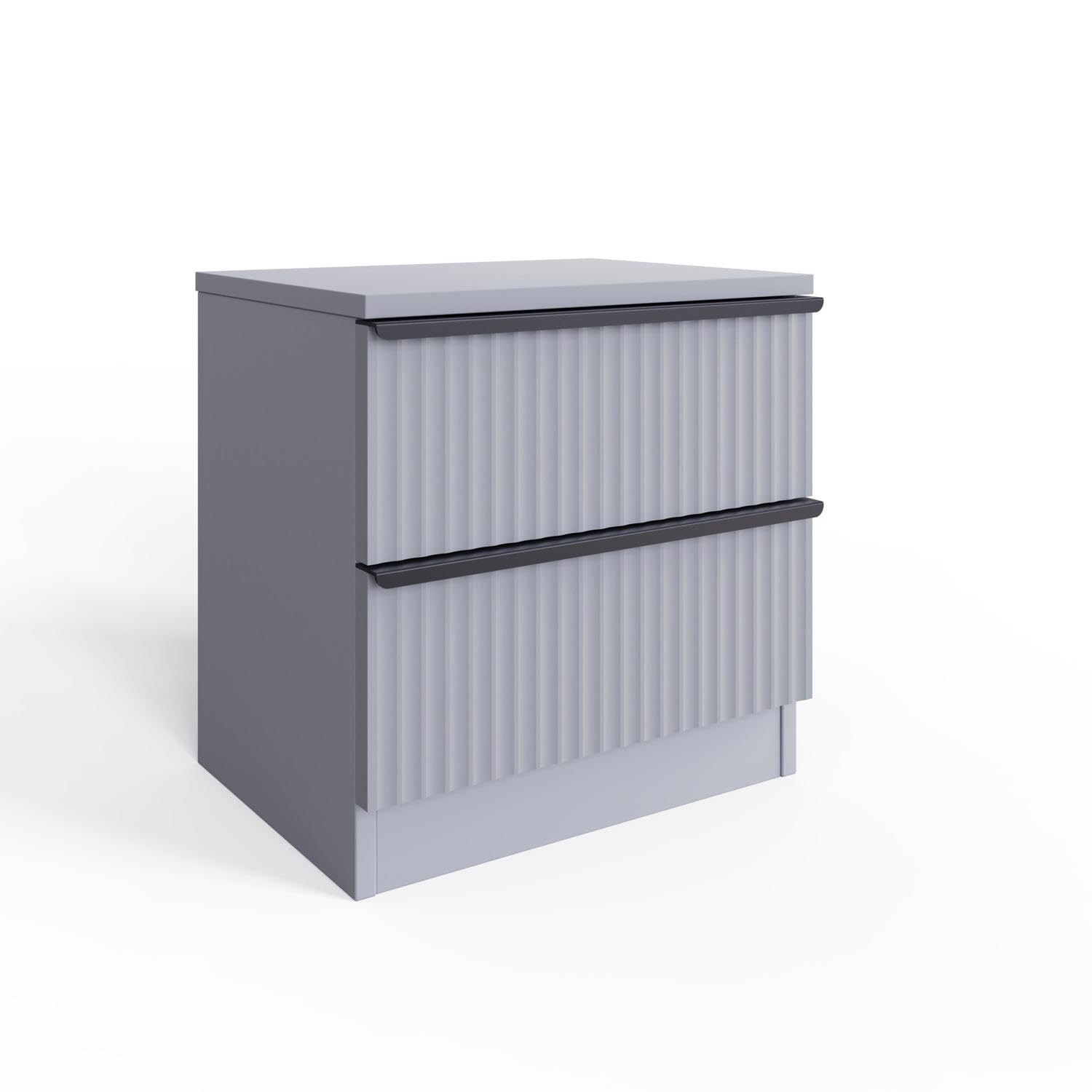FWStyle Matt Grey 2 Drawer Bedside Table - H46 X W45 X D40cm