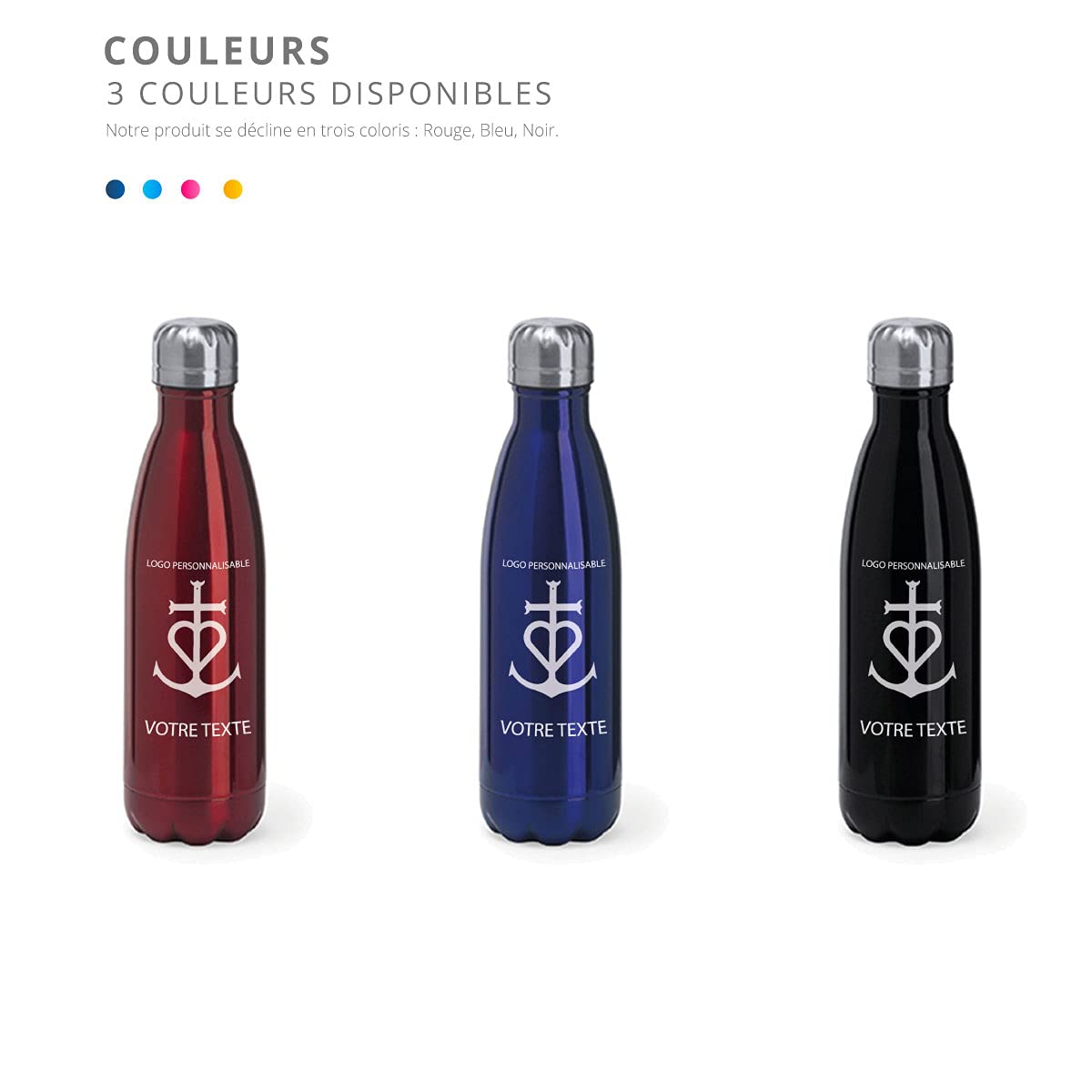 GRAVURE CONCEPT Bouteille En Acier Inoxydable 304 Personnalisable 700mL - Gourdes Personnalisées - Idée Cadeau (Gourde ALPINA) (Bleu)