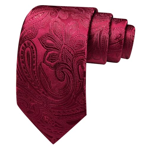 Image of Barry.Wang Men Tie Set Paisley Silk Necktie Pocket Square Cufflinks Formal Wedding Business Party