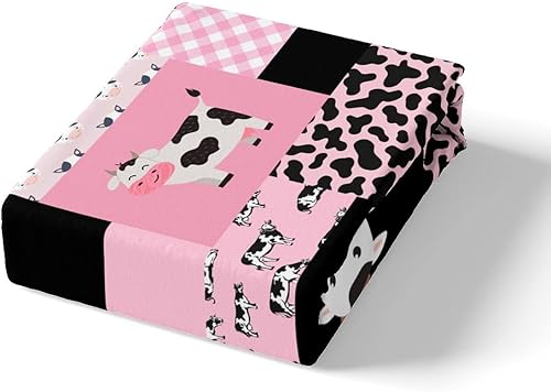 Miniatura 4 de Juego de ropa de cama de vaca lechera de dibujos animados, funda de edredón con estampado de vaca rosa femenina para niños y niñas, funda de edredón