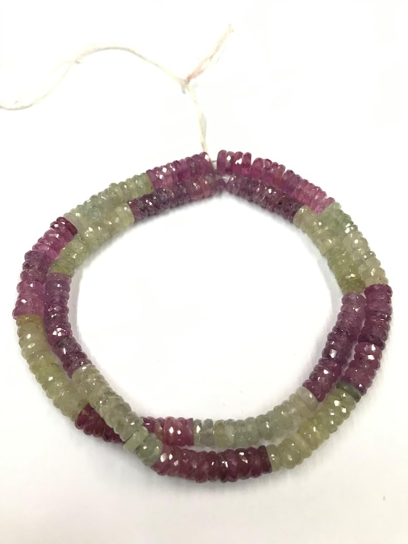 Perles saphir naturel multicolore facettées 6mm 7mm fil 45cm fabrication bijoux collier bracelet