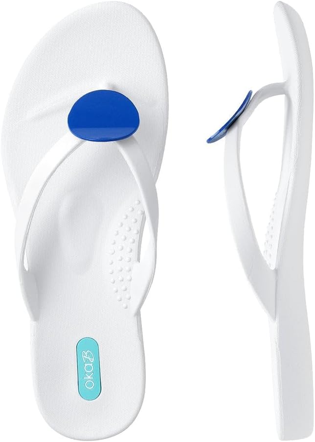 Oka-B Women's Harlow Circle Pendant Flip Flop (Salt/Cobalt, 10)