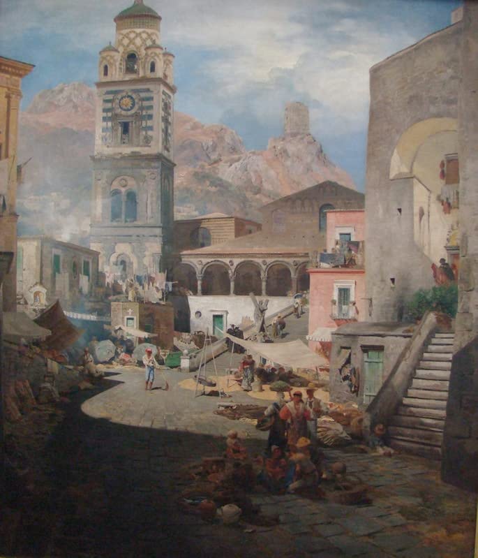 Toile murale abstraite Place d'Amalfi 60x90cm pour habiller un grand mur vide de salon