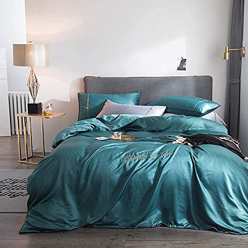 Parure de lit en soie double comprenant housse de couette