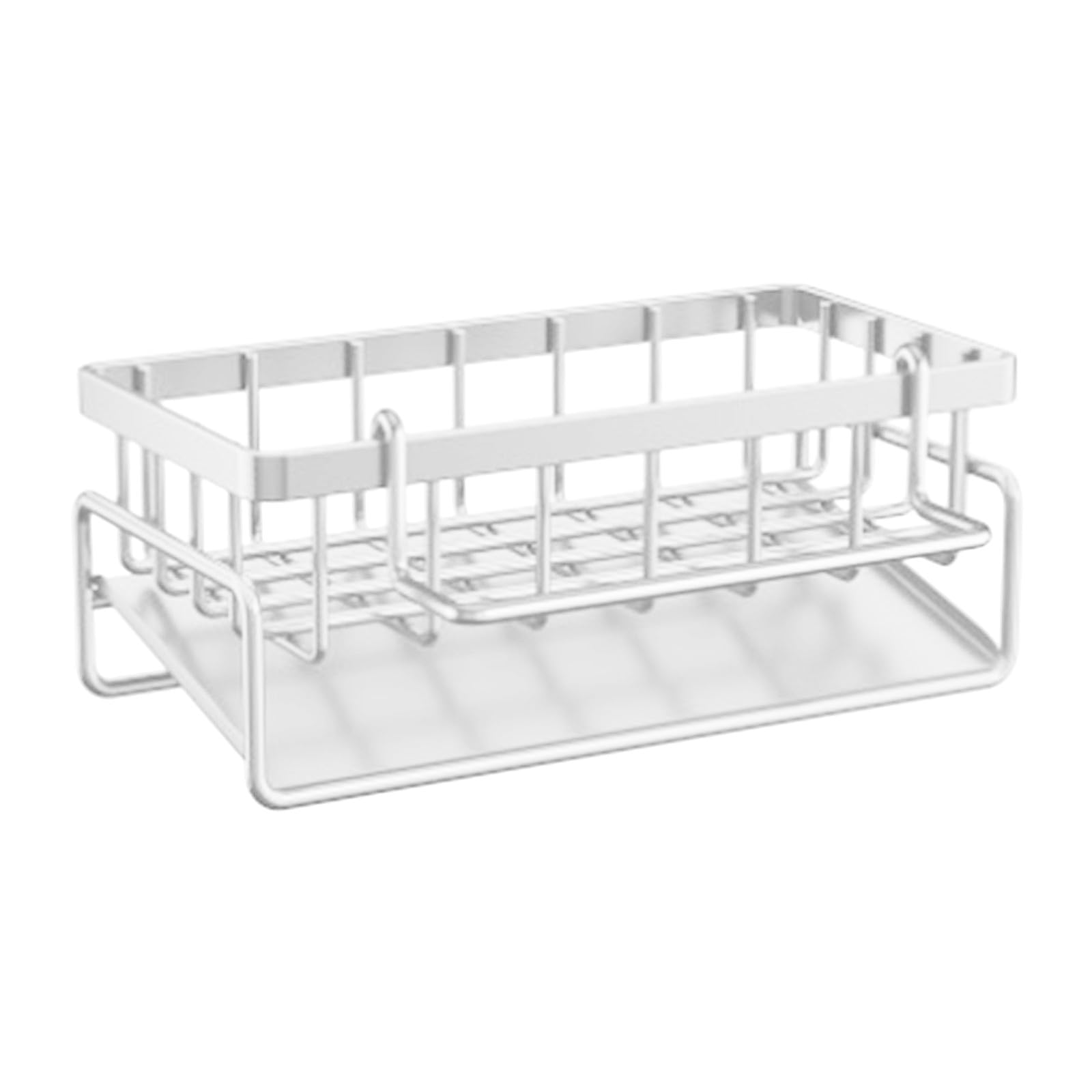 Sink Caddy Sponge Holder with Extra Cloth Hanging Rack for Kitchen Sink Drain Tray Sponge Sink Organizer with
