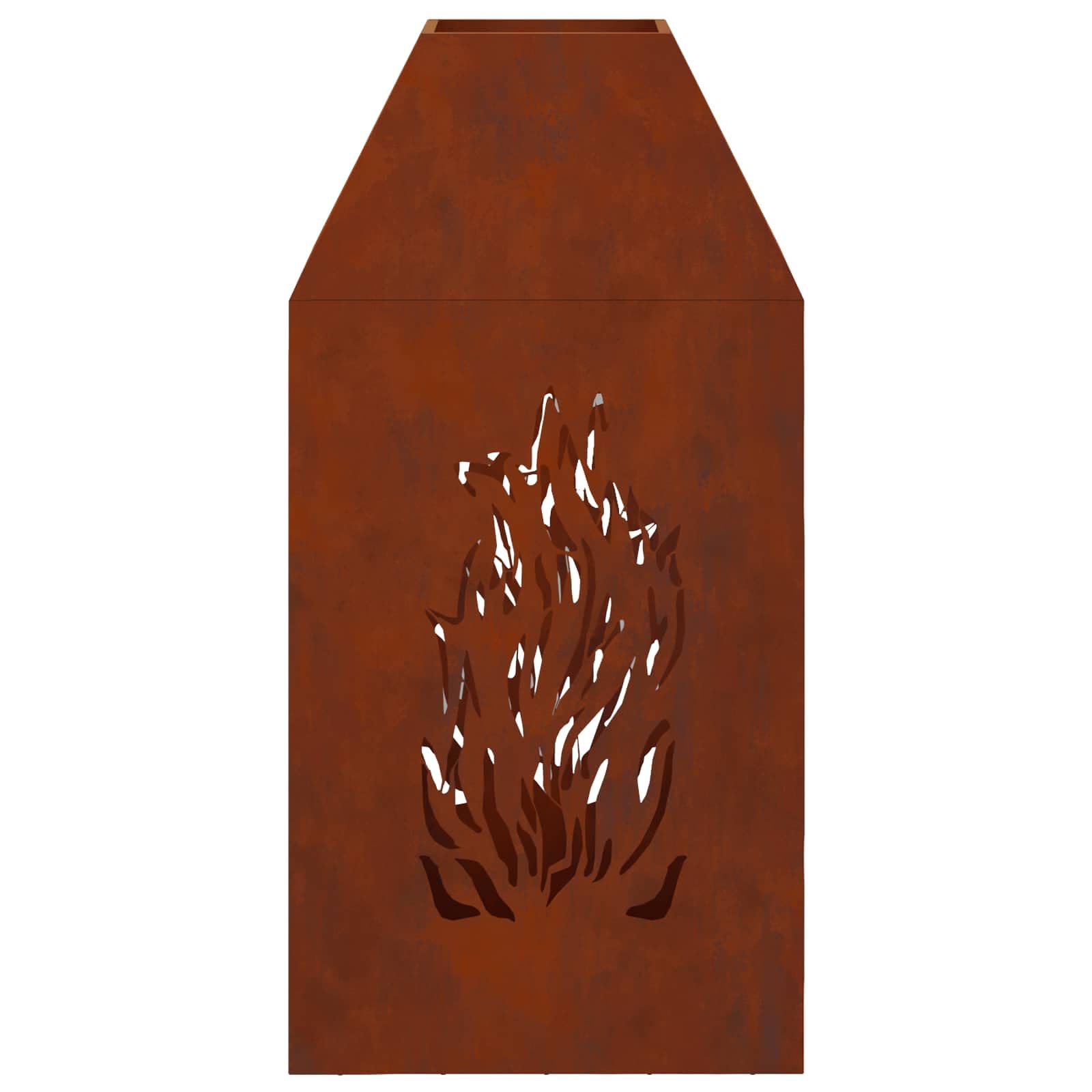 Brasero marrón 50 x 50 x 100 cm, acero resistente a la intemperie, con diseño moderno para jardín, terraza y exterior, duradero, resistente al calor, sin humo