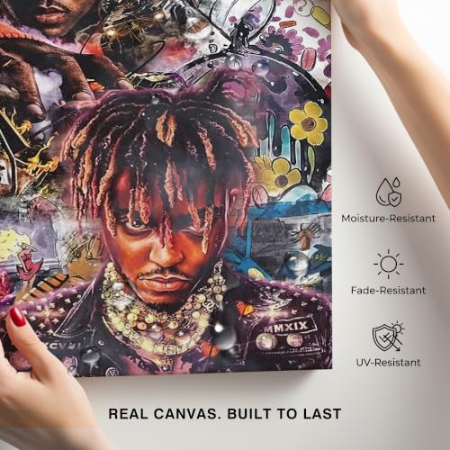 Image of Juice WRLD Canvas Wall Art, Rapper Collage Poster Print, Hip Hop Music Artwork for Bedroom Studio Gaming Room Decor, Vibrant Album Cover Picture Print Framed Music Wall Painting 24X30 inch